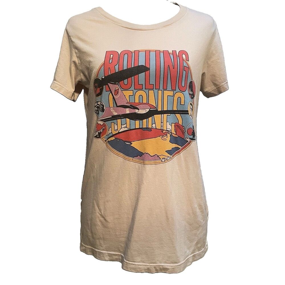 Daydreamer Rolling Stones 1981 Tour Graphic Tee Cream XS Slouchy Band Shirt